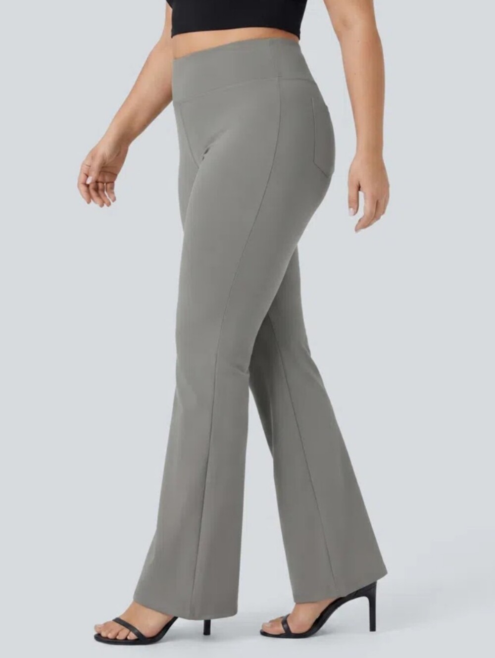 HALARA High-Rise Business Casual Flare Pants - Dusty Blue Gray